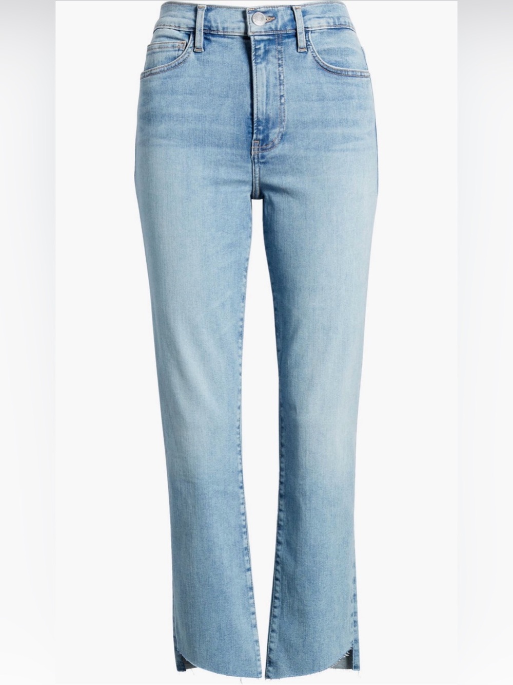 Frame Le High Waist Cascade Hem Ankle Straight Leg Jeans
